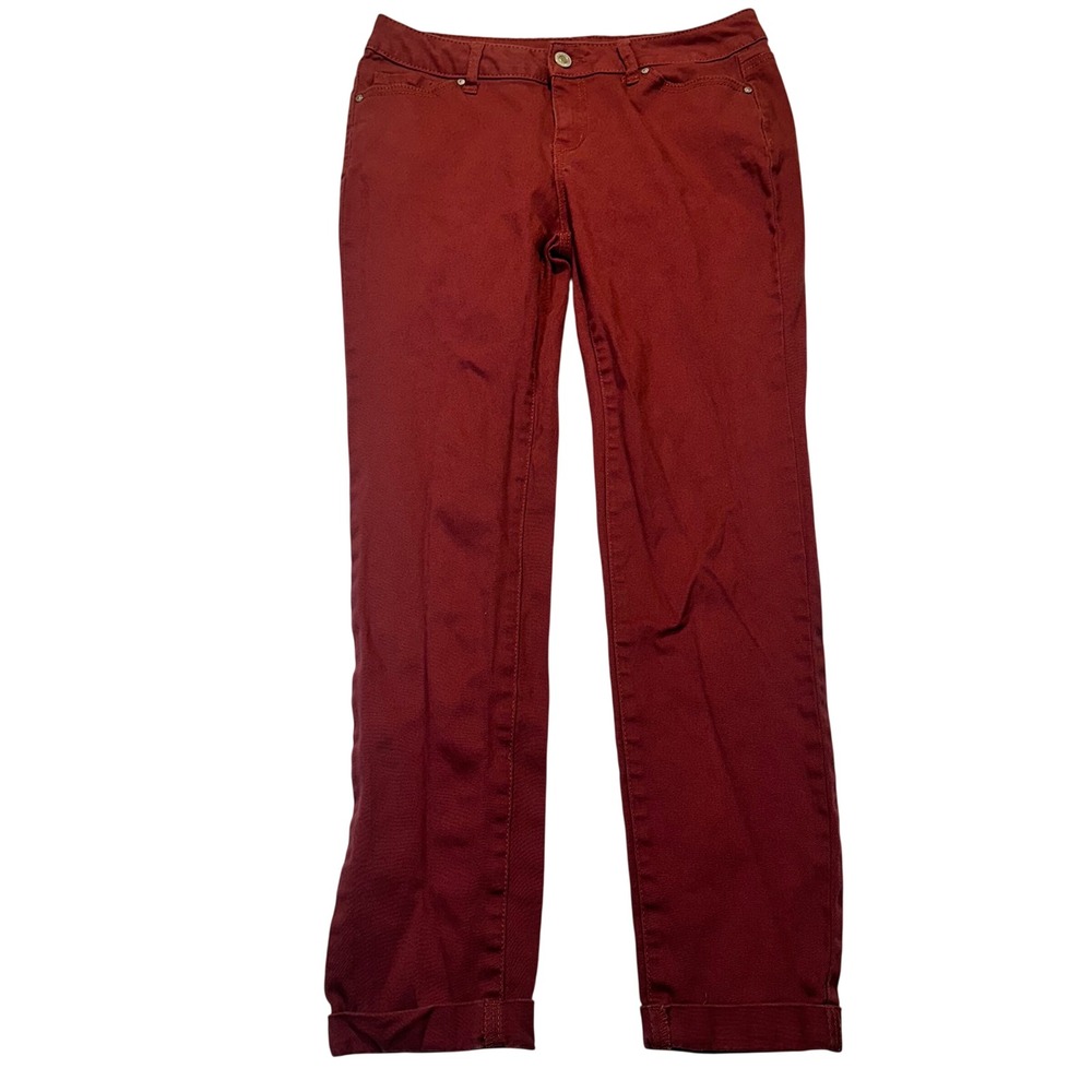Wax Jean Basic Wear‎ Marsala Burgundy Skinny Cuffed Pants Style 90045 Womens 11